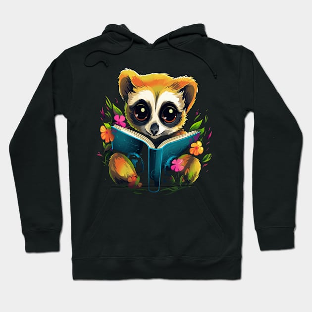 Slow Loris Reads Book Hoodie by JH Mart